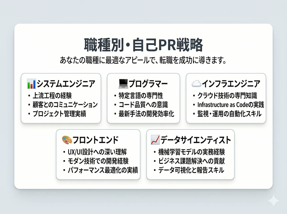 5．職種別エンジニア自己PRの例文集