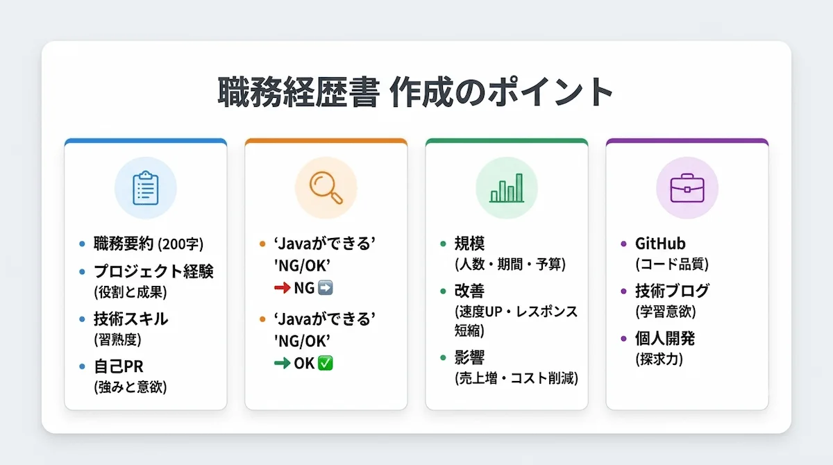 3. エンジニア転職準備のステップ2｜職務経歴書の作成