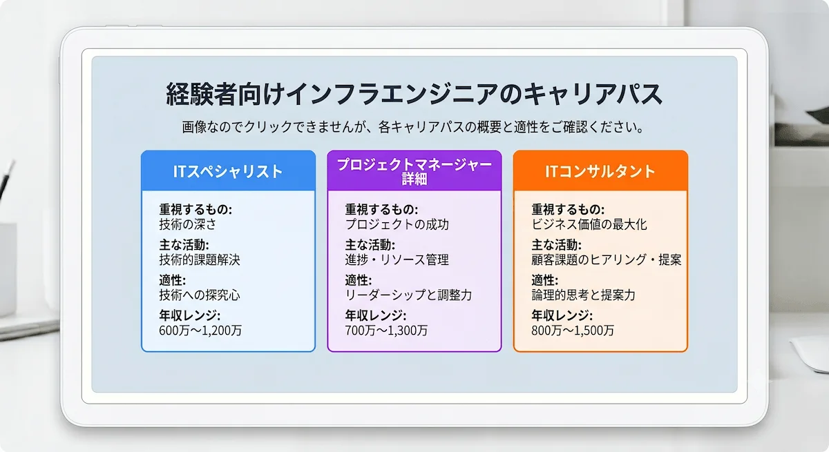 3．経験者向けインフラエンジニアの3つのキャリアパスと選び方
