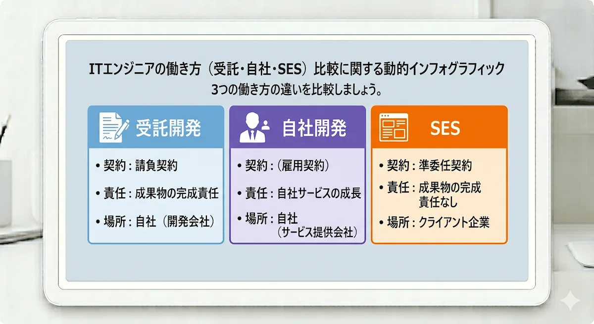 1. 受託開発・自社開発・SESとは？基本の定義を正確に理解する