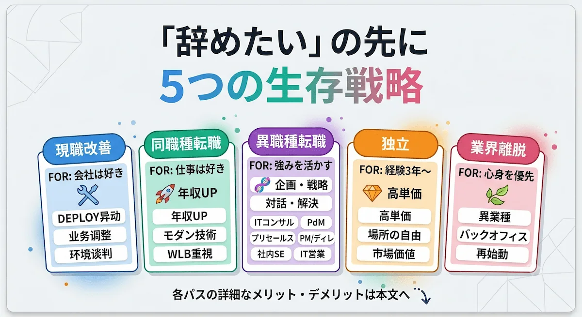 4. エンジニアを辞める前後に取れる5つの選択肢