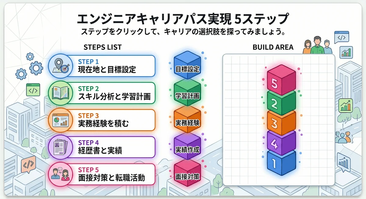 5. エンジニアキャリアパス実現のための転職成功5ステップ