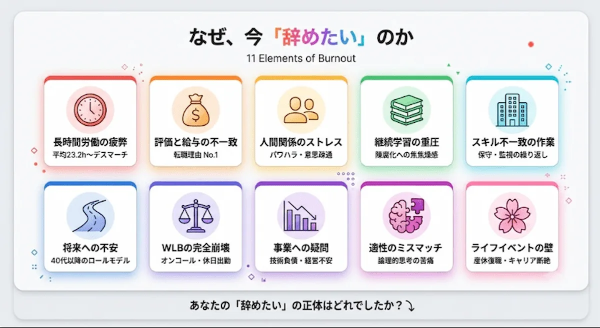 1. エンジニアを辞めたいと感じる11の理由