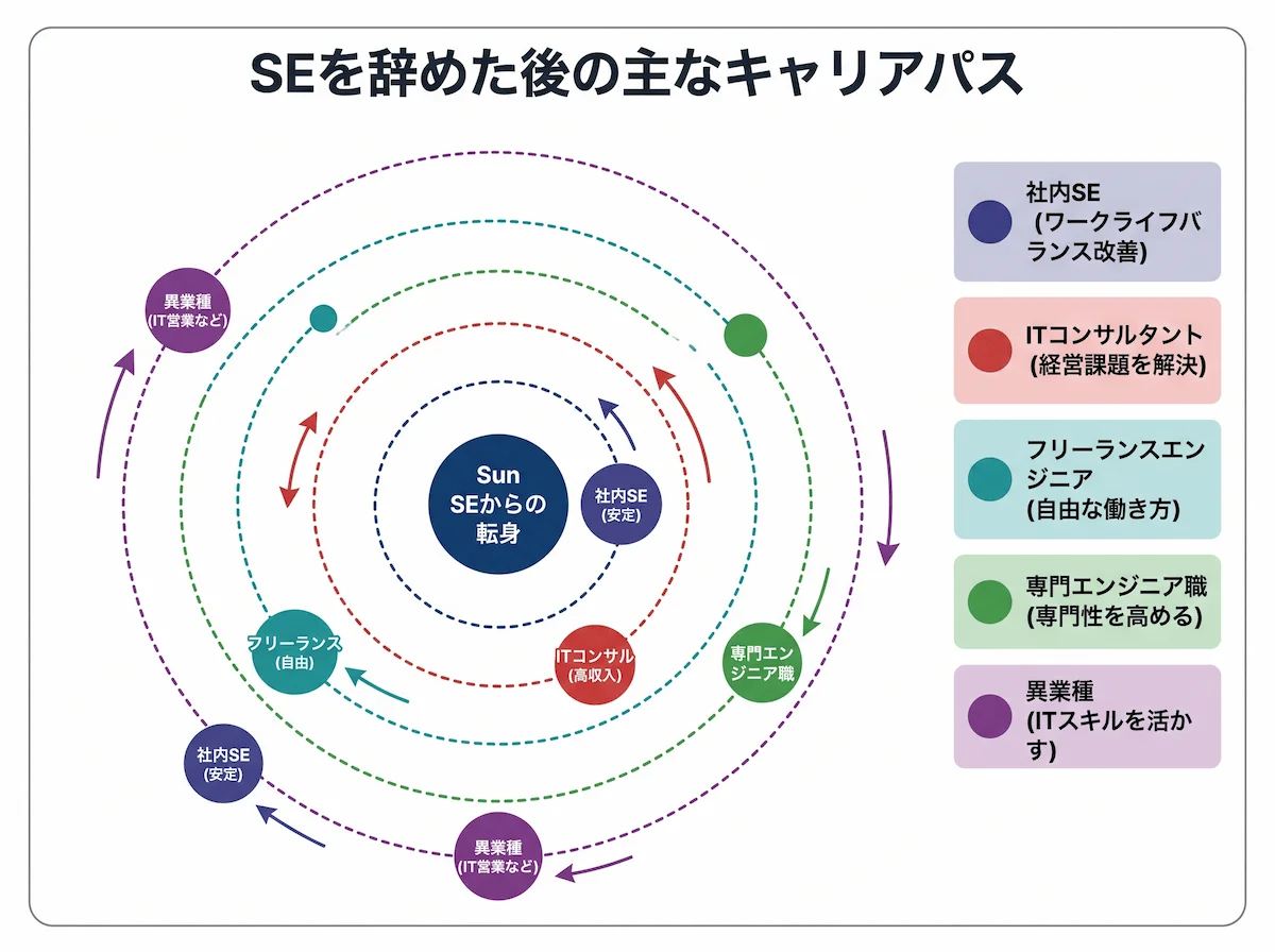 4. システムエンジニアを辞めた後の主なキャリアパス