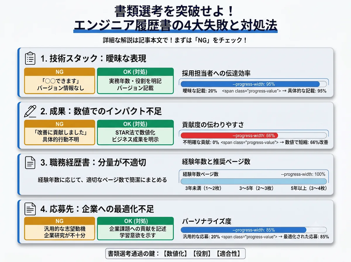 7. エンジニアの履歴書作成でよくある失敗と対処法