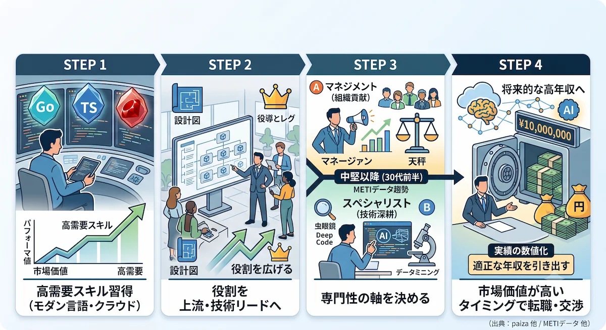 6. 自社開発エンジニアが年収1000万円を目指す4つのステップ