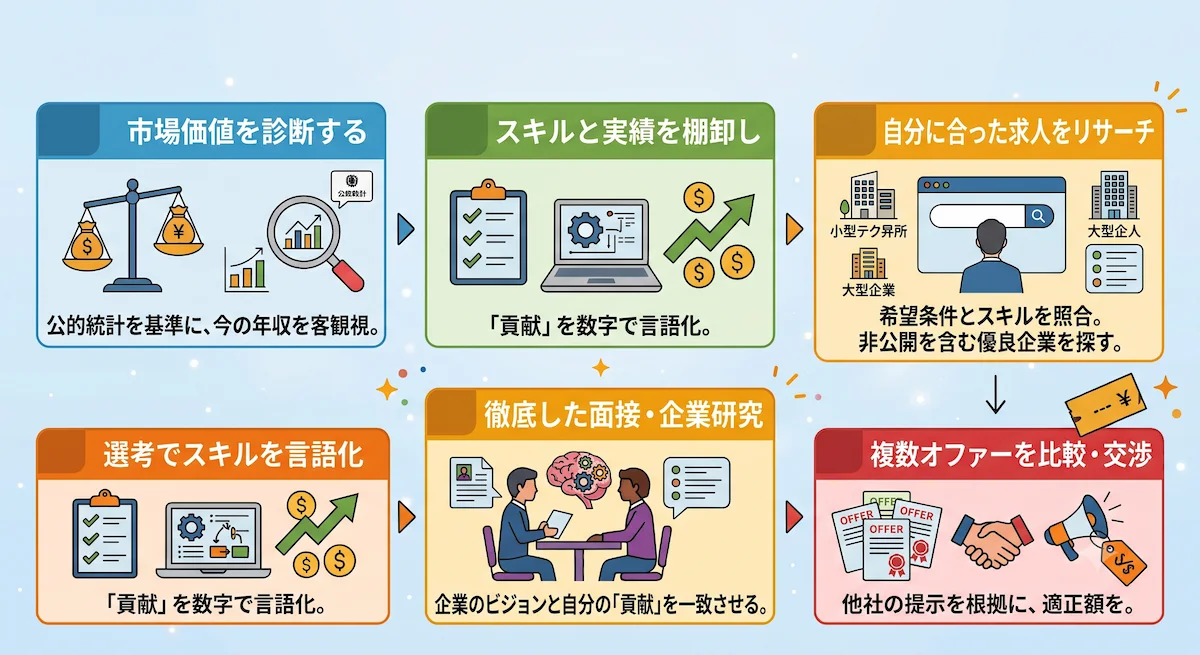 6. 年収アップを成功させる転職の進め方｜5ステップ