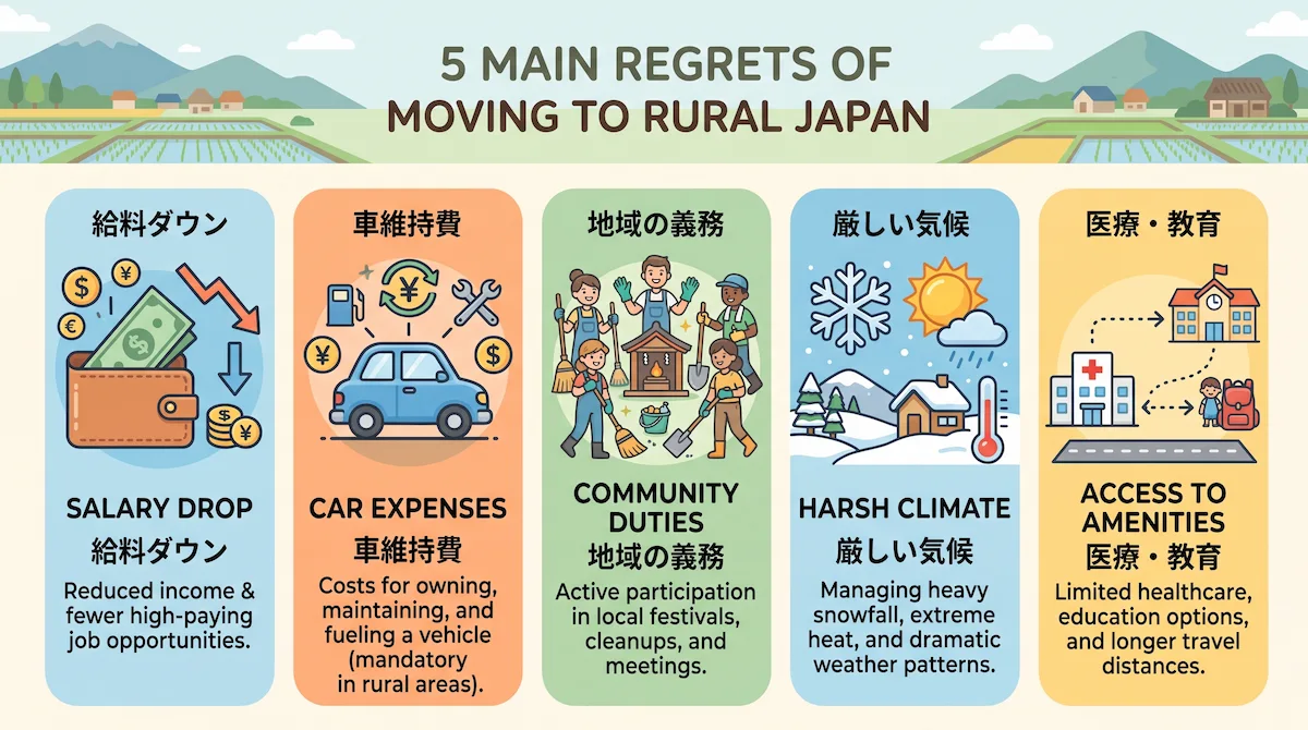 2. 日本の地方移住で後悔する主な理由5選