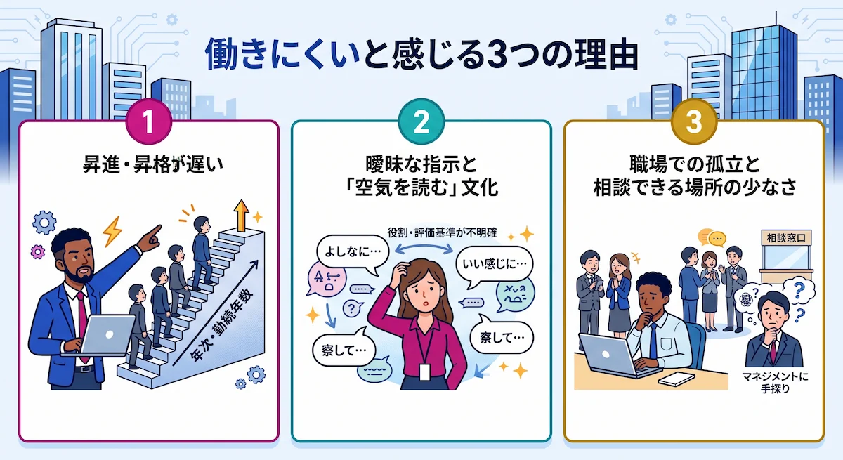 2. 外国籍エンジニアが日本の大企業で「働きにくい」と感じる3つの理由